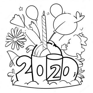 New Year 2024 Celebration Coloring Page | New Year 2024 coloring page