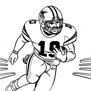 Ezekiel Elliott Running with Football Coloring Page | Ezekiel Elliott coloring page