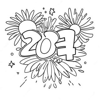 Festive New Year 2024 Fireworks Coloring Page | New Year 2024 coloring page