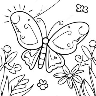 Colorful Butterfly in Garden Coloring Page | Butterfly Page coloring page