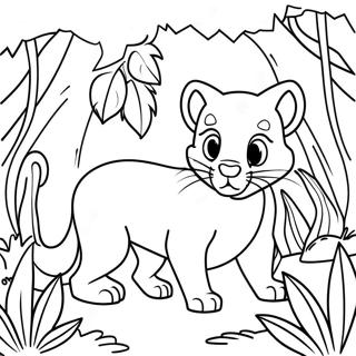 Playful Bagheera in the Jungle Coloring Page | Bagheera Jungle coloring page