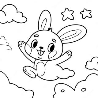Super Rabbit Boy Flying Through the Sky Coloring Page | Super Rabbit Boy coloring page