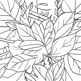 Colorful Autumn Leaves Coloring Page | Four Seasons coloring page
