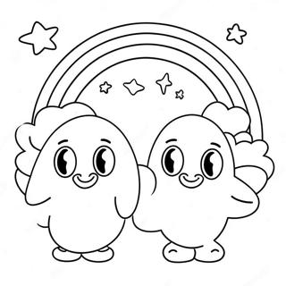 Cheerful Pink Rainbow Friends Coloring Page | Pink Rainbow Friends coloring page