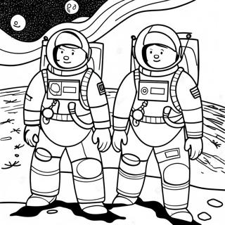Apollo 11 Astronauts on the Moon Coloring Page | Apollo 11 coloring page