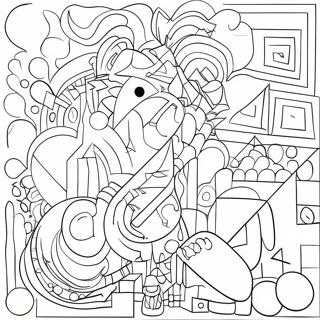 Abstract Cubism Shapes Coloring Page | Cubism coloring page