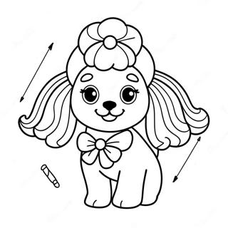 Cute Poodle with Bow Coloring Page | Poodle coloring page