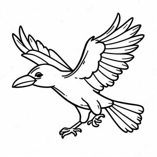 Majestic Raven in Flight Coloring Page | Raven coloring page