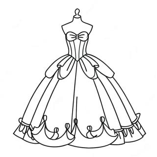 Page à colorier de robe de bal élégante | Page de coloriage Belle Robe de Bal