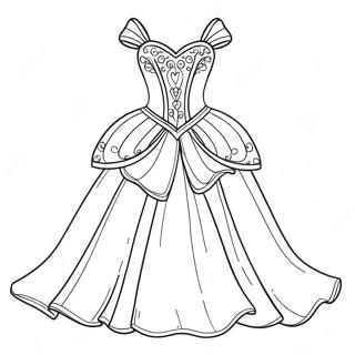 Page à colorier de robe de princesse étincelante | Page de coloriage Belle Robe de Bal