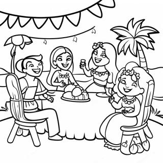 Luau Party Scene Coloring Page | Luau coloring page