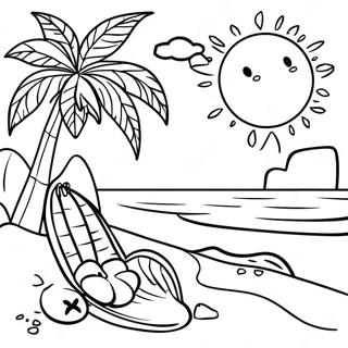 Tropical Beach Luau Coloring Page | Luau coloring page