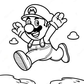 Colorful Mario Jumping Coloring Page | Super Mario 3D World coloring page