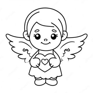 Cute Angel Holding Heart Coloring Page | Religious Valentine coloring page