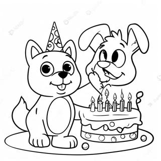 Bluey and Bingo Birthday Celebration Coloring Page | Bluey Birthday coloring page