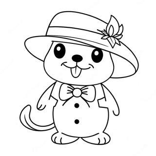 Cute Tuxedo Sam with a Hat Coloring Page | Tuxedo Sam coloring page