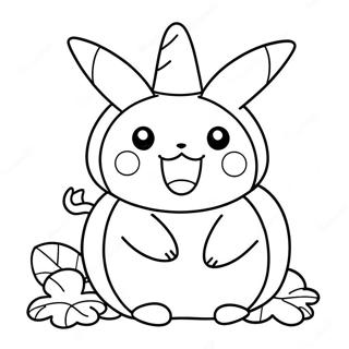 Cute Pikachu in a Pumpkin Costume Coloring Page | Pokemon Halloween coloring page