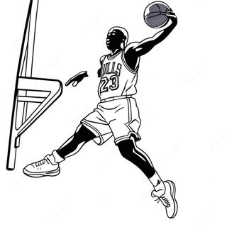 Michael Jordan Jumping for a Slam Dunk Coloring Page | Michael Jordan coloring page