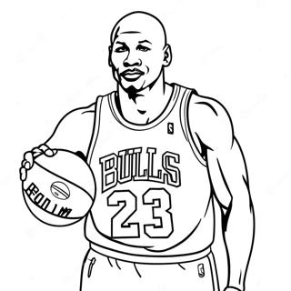 Michael Jordan in a Classic Bulls Jersey Coloring Page | Michael Jordan coloring page