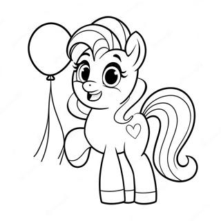 Happy Pinkie Pie with Balloons Coloring Page | Pinkie Pie coloring page