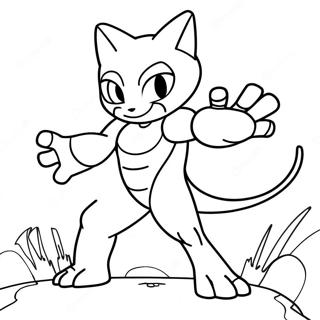 Mewtwo in Battle Pose Coloring Page | Mewtwo coloring page