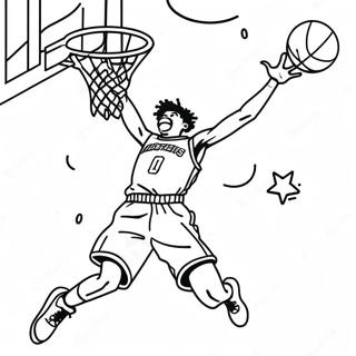 Ja Morant Dunking Basketball Coloring Page | Ja Morant coloring page