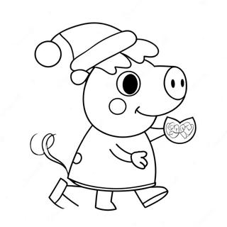 Peppa Pig with Santa Hat Coloring Page | Peppa Pig Christmas coloring page