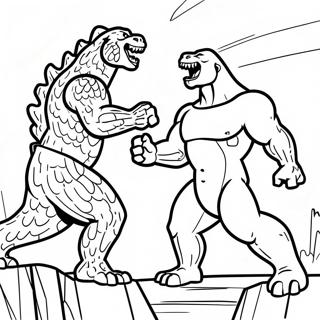 Godzilla vs Kong Epic Battle Coloring Page | Godzilla vs Kong coloring page