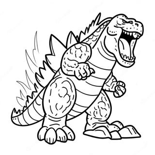 Godzilla Roaring Fiercely Coloring Page | Godzilla vs Kong coloring page