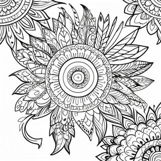 Colorful Feather Mandala Coloring Page | Feather coloring page
