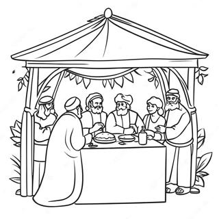 Festive Sukkot Celebration Coloring Page | Sukkot coloring page