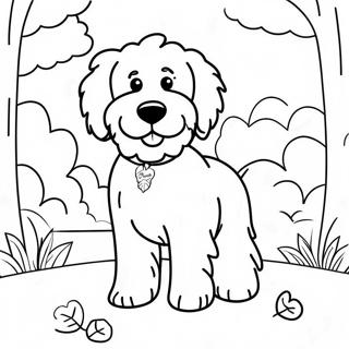 Fluffy Goldendoodle Playing in the Park Coloring Page | Goldendoodle coloring page