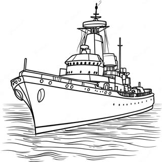 Classic Battleship at Sea Coloring Page | Battleship coloring page