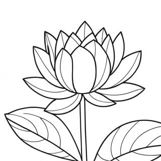 Beautiful Lotus in Bloom Coloring Page | Lotus coloring page
