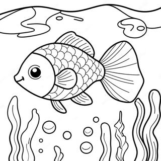 Goldfish Swimming in a Colorful Aquarium Coloring Page | Goldfish coloring page