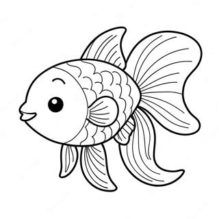 Cute Cartoon Goldfish Coloring Page | Goldfish coloring page