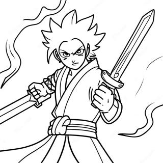 Rengoku with Flame Sword Coloring Page | Rengoku coloring page