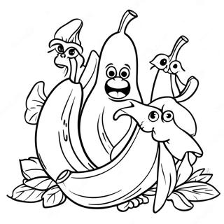 Happy Banana Family Coloring Page | Banana coloring page