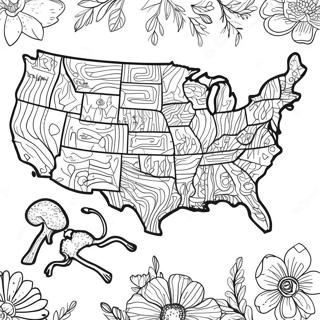 Detailed USA Map Coloring Page | USA Map coloring page