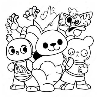 Krew Characters in Action Coloring Page | Krew coloring page