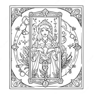 Mystical Tarot Card Coloring Page | Tarot Card coloring page