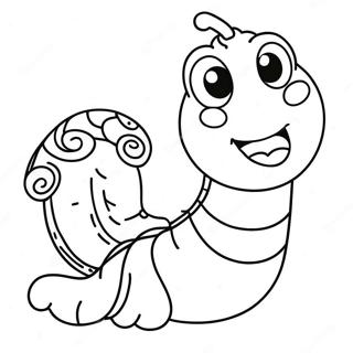 Cute Cartoon Worm Coloring Page | Worm coloring page