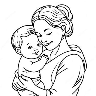 Süße Mutter und Kind Ausmalbild | Ich liebe dich, Mama Ausmalbild