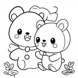 Cute Rilakkuma and Cinnamoroll Friends Coloring Page | Rilakkuma Cinnamoroll coloring page