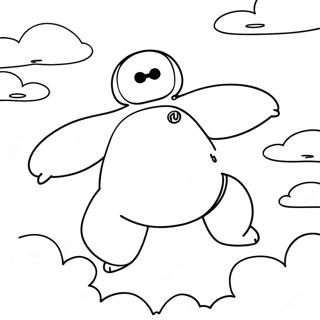 Baymax Flying in the Sky Coloring Page | Big Hero 6 coloring page