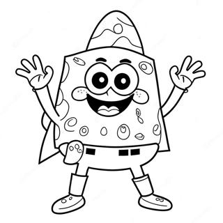 Spongebob in a Spooky Costume Coloring Page | Halloween Spongebob coloring page