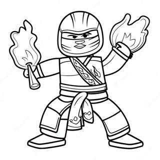 Kai Ninjago with Fire Powers Coloring Page | Kai Ninjago coloring page