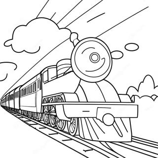 Colorful Train Journey Coloring Page | Transportation coloring page