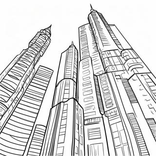 Colorful Skyscrapers Coloring Page | Buildings coloring page