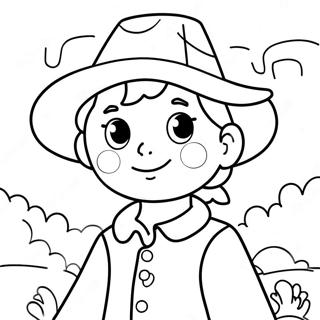 Adorable Pilgrim Boy Coloring Page | Cute Thanksgiving coloring page